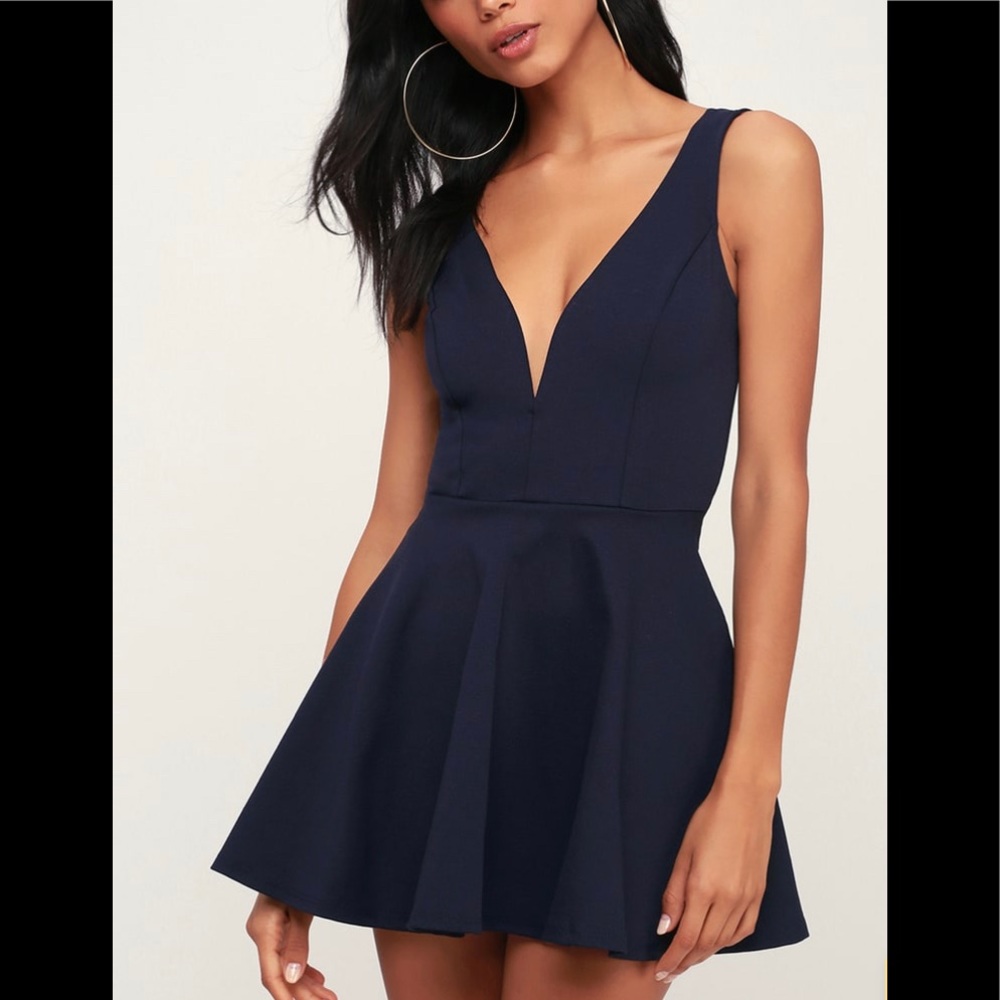 Lulu’s I Feel Good Navy Blue Skort Dress